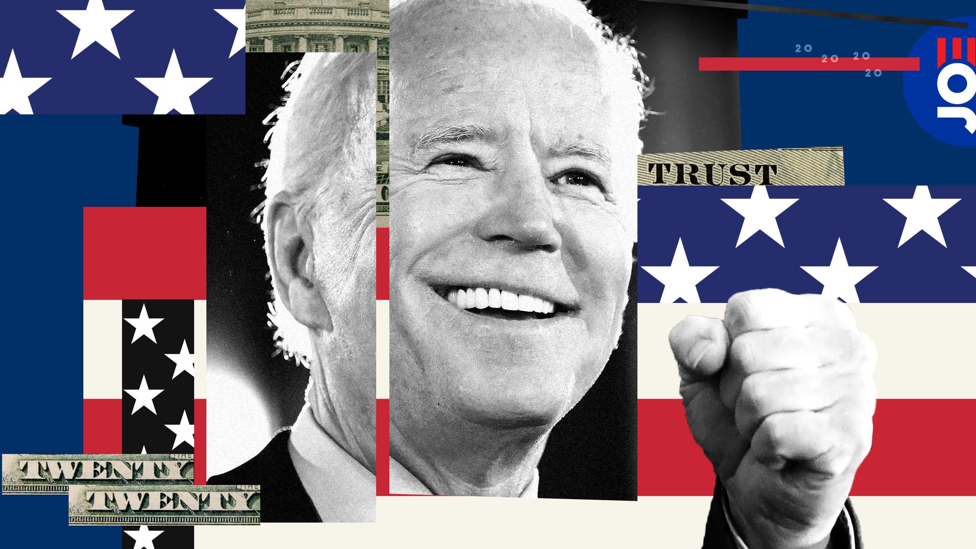 Us president Joe Biden in front of a US flag