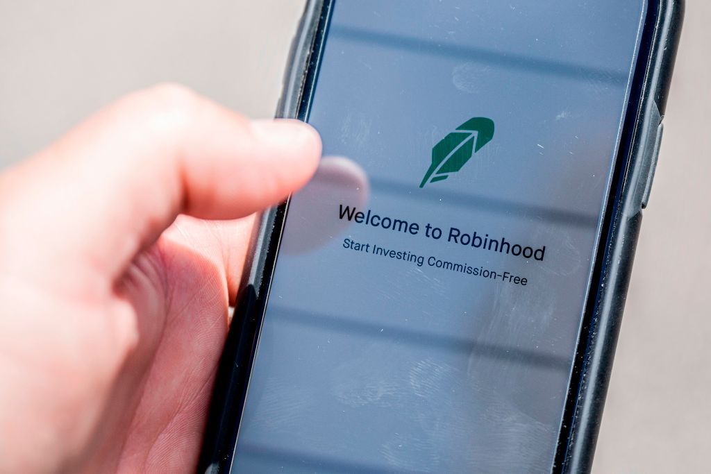 Robinhood IPO: a mobile screen with the Robinhood logo
