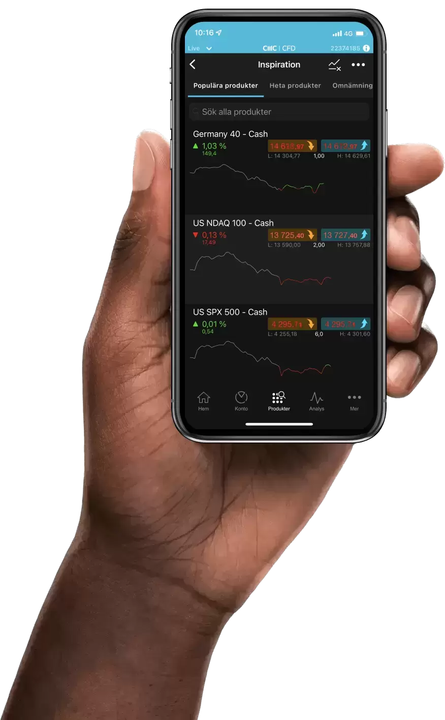 Mobile trading platform on iOS and Android