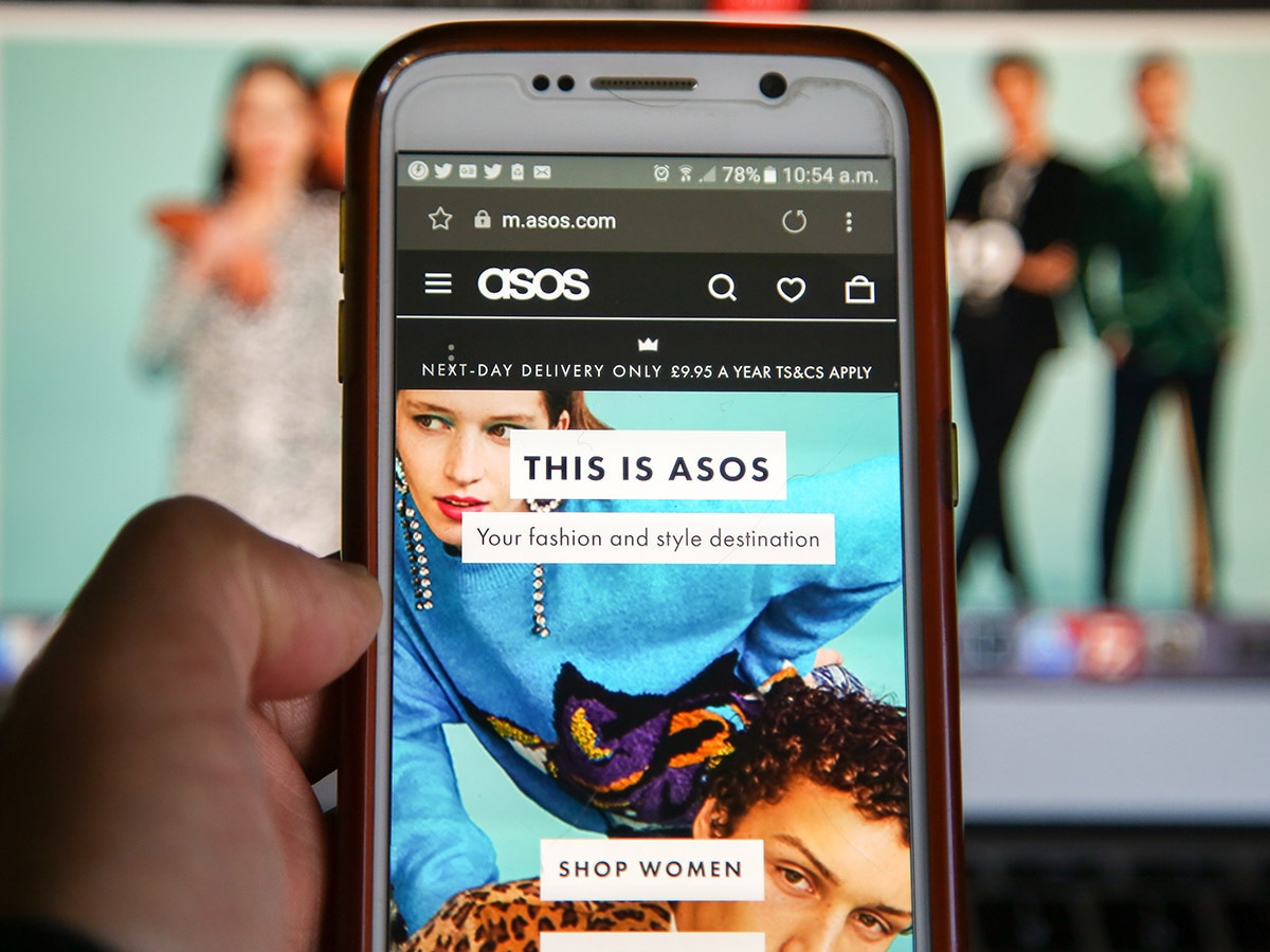 ASOS share price: ASOS website on mobile device