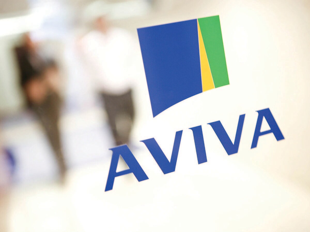Aviva share price: the Aviva logo on a glass door