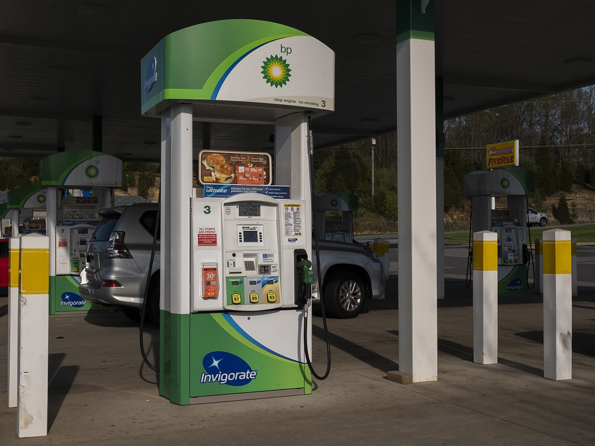 BP share price: The BP logo adorns a petrol pump at one of its petrol stations.