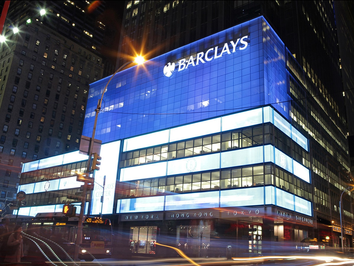 Outside the Barclays New York headquarters