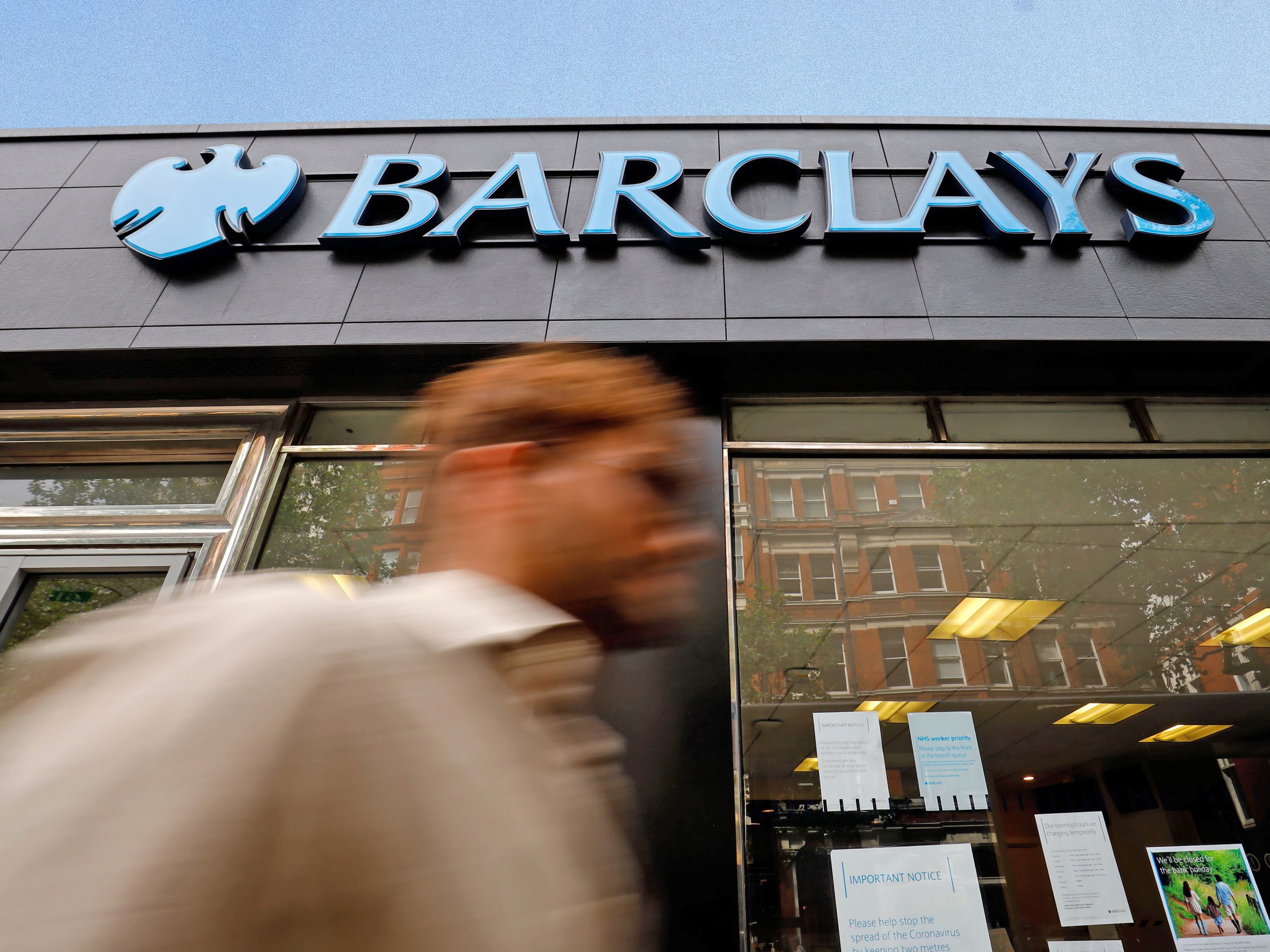 Barclays share price: logo and signage on the front of a building