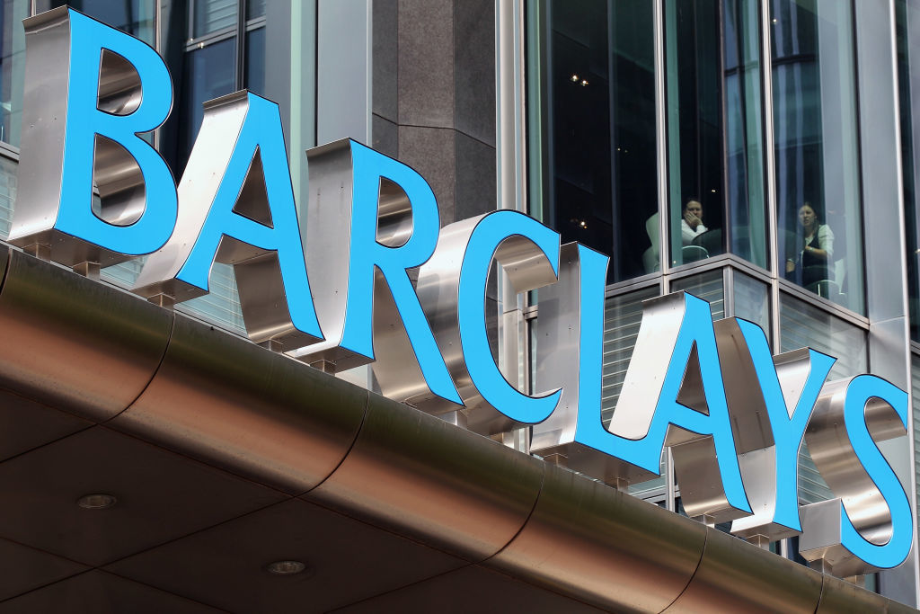 Barclays' share price: the Barclays logo on a bank branch