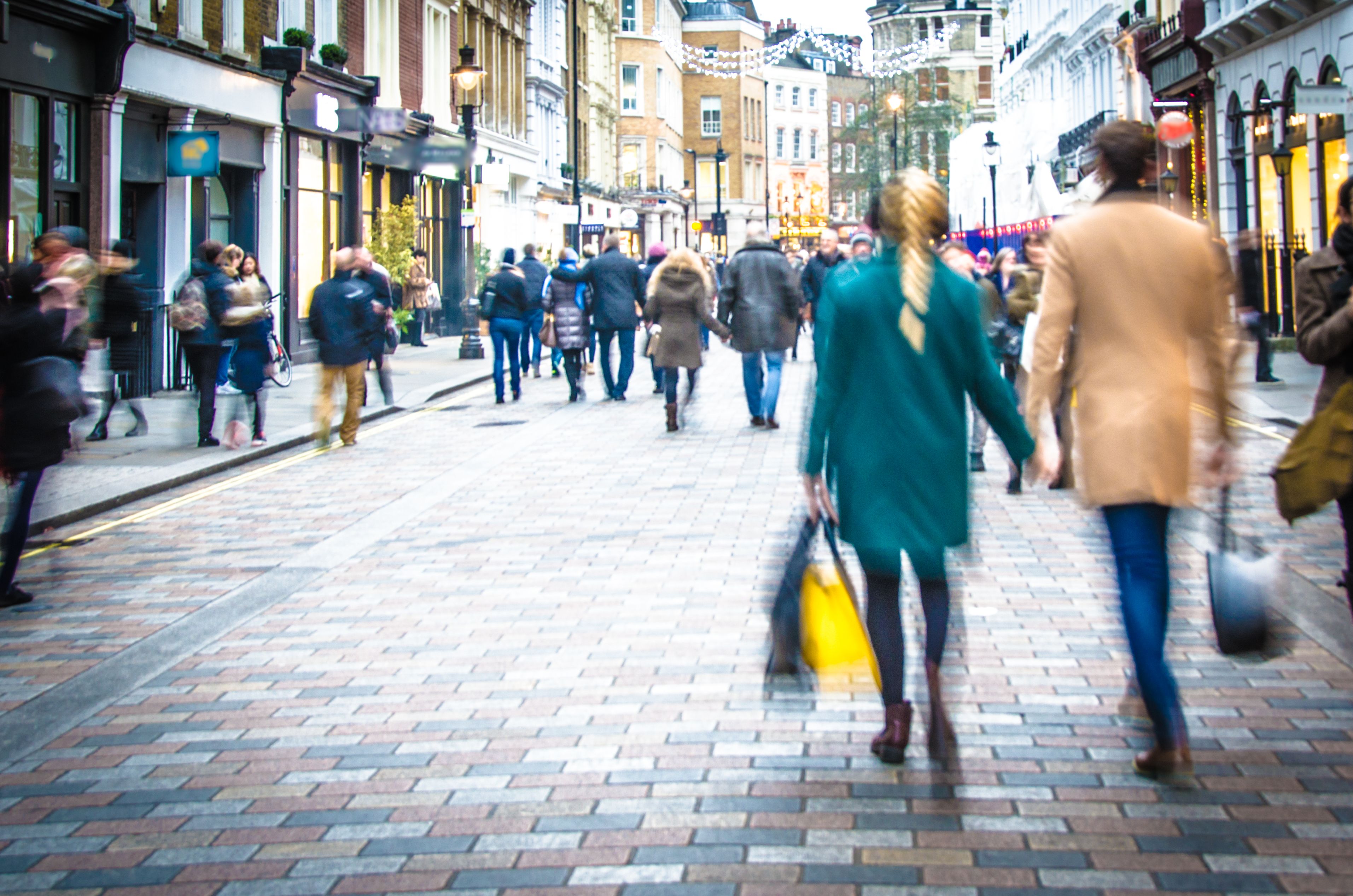 shoppers in the high street