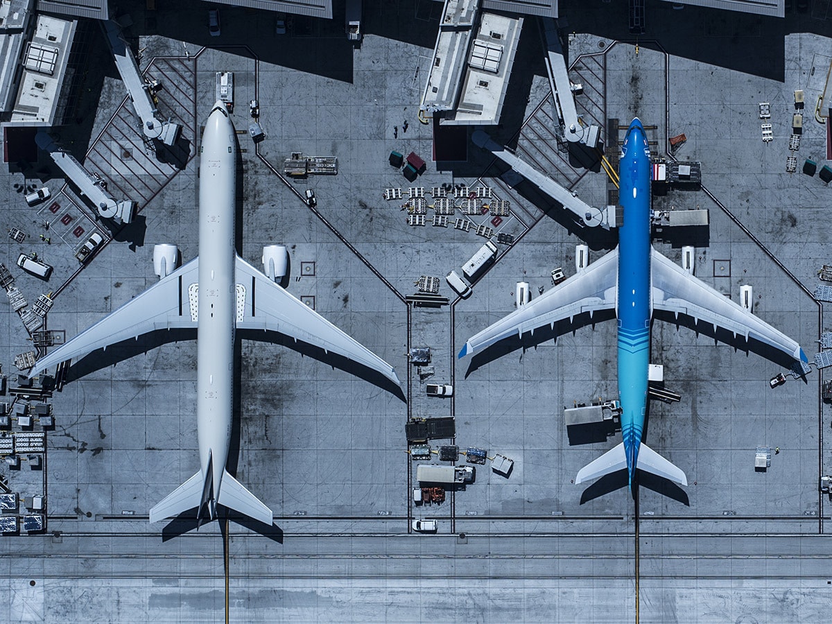 Airlines parked on the apron