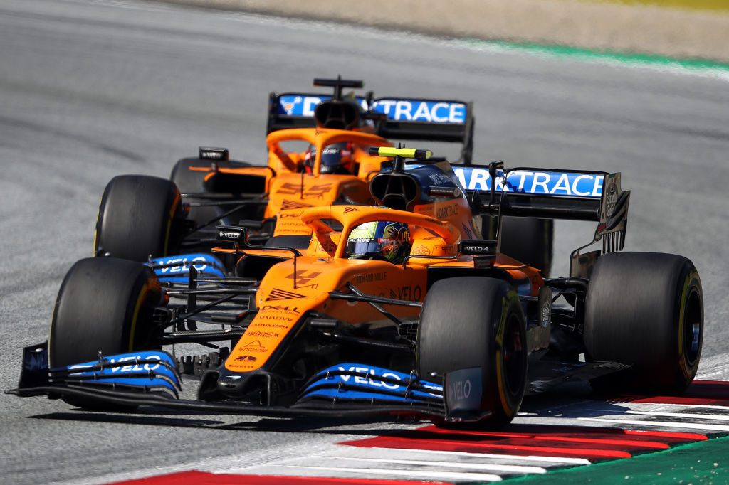 McLaren with Darktrace banner