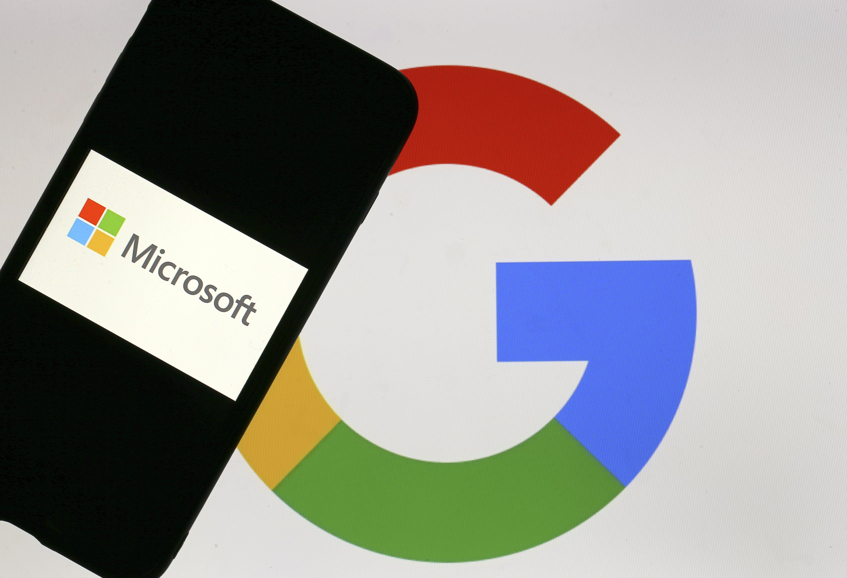 microsoft logo on a google phone