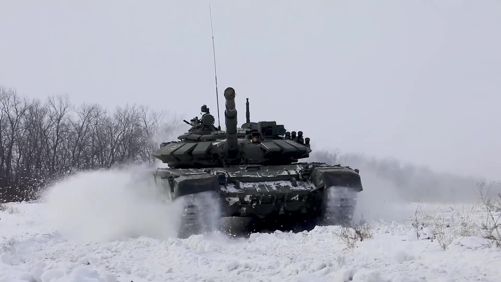 Russian tank on drills