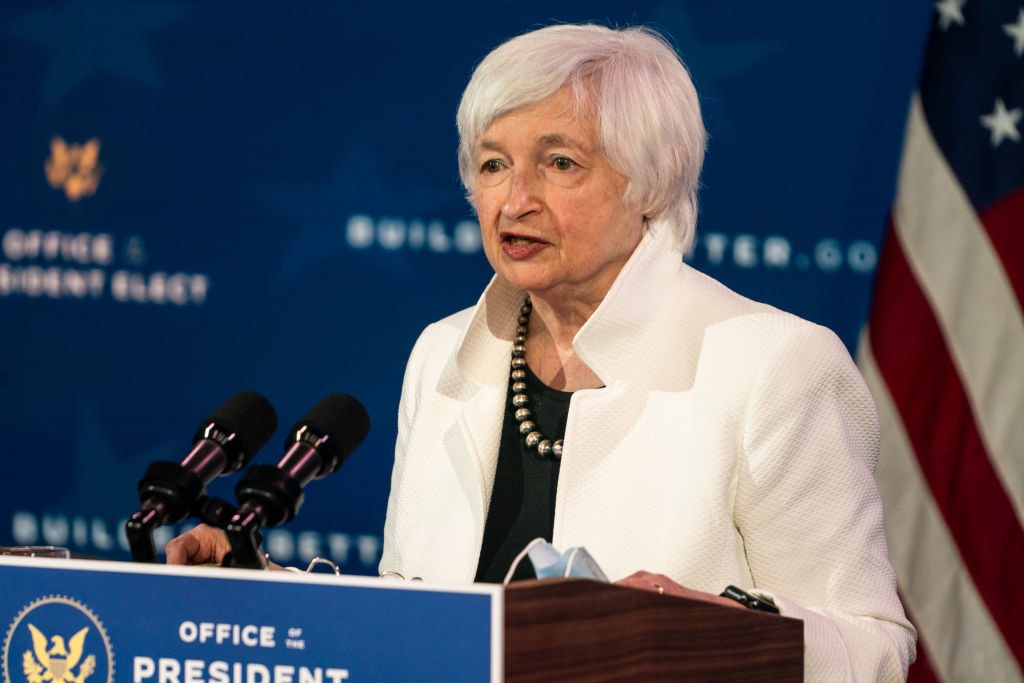 Janet Yellen speaking at a conference