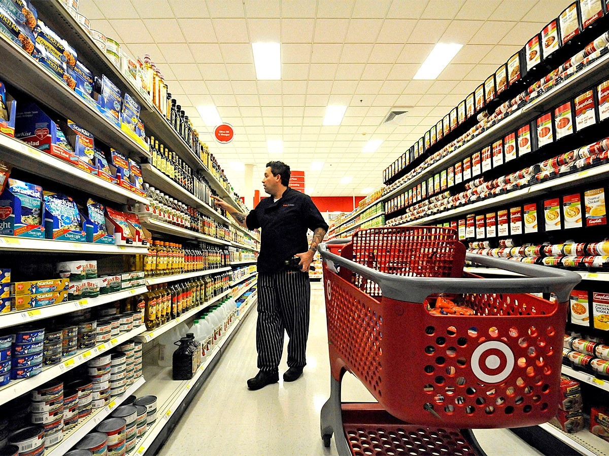 A Shopping Trolley in an aisle at a Target store in the US