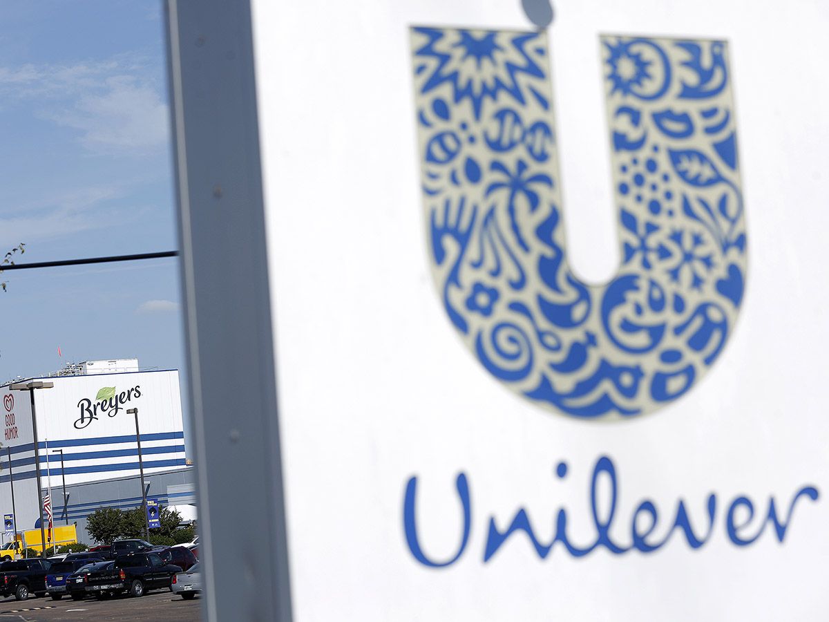 A close-up for Unilever's logo