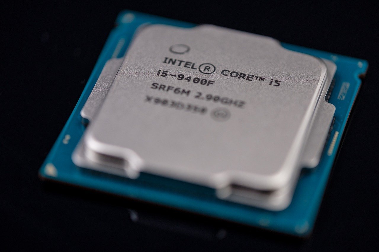 Intel computer chip on a dark coloured background