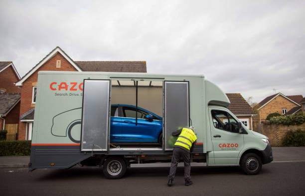 Cazoo SPAC - A Cazoo truck delivers a car to a customer