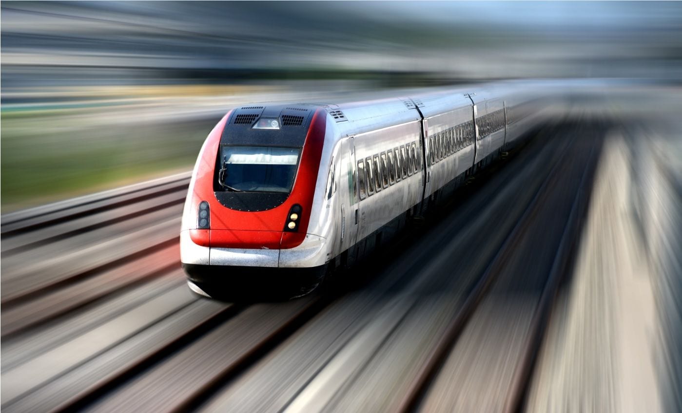 A fast-moving train